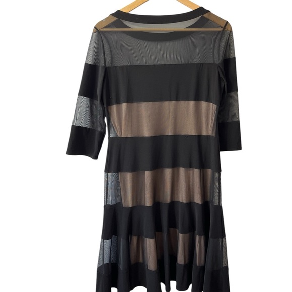 Joseph Ribkoff Sheer Black and Nude Dress - Picture 3 of 8